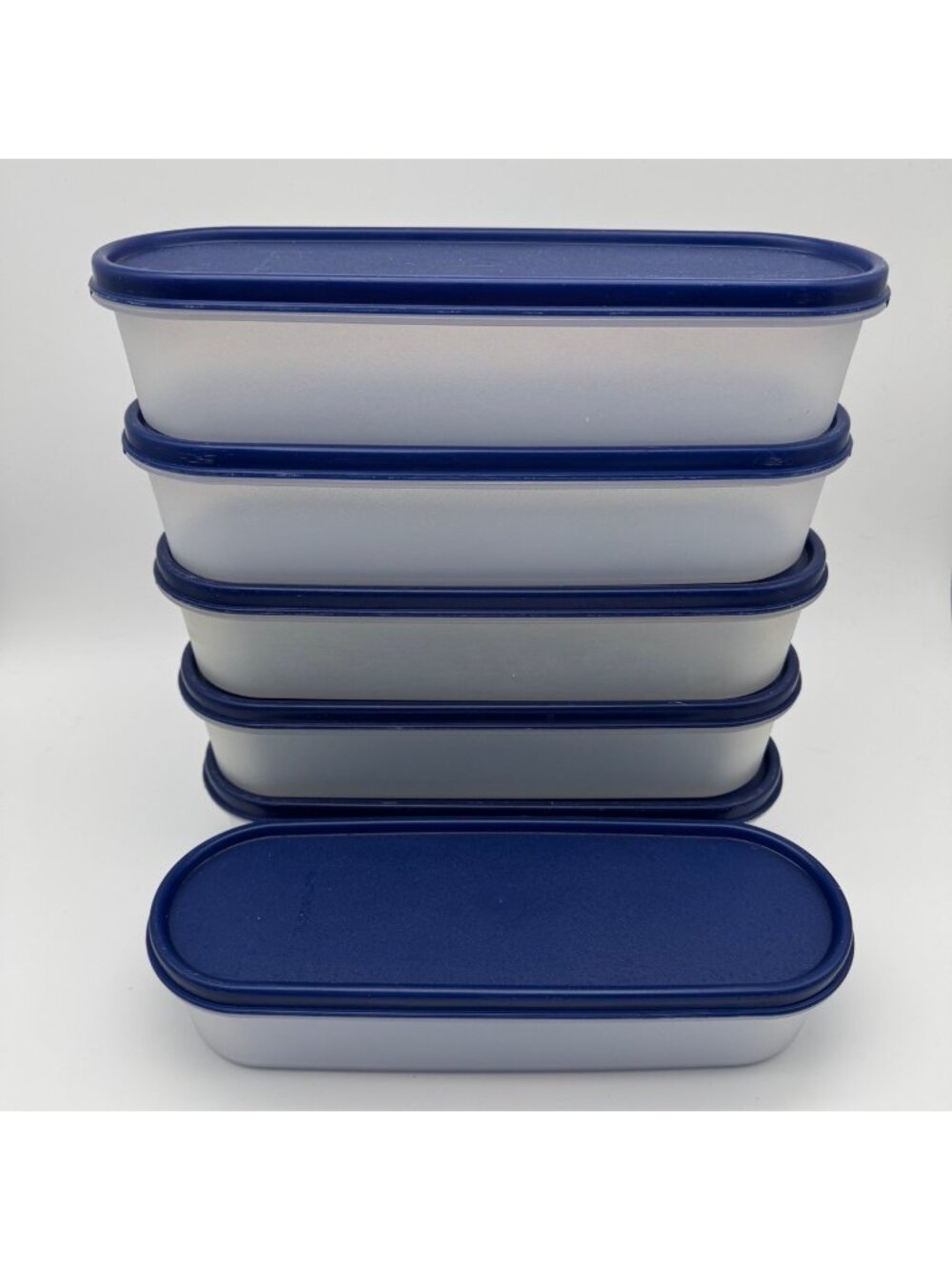 6 Tupperware Modular Mate Oval Container Blue Lid 2399A-3